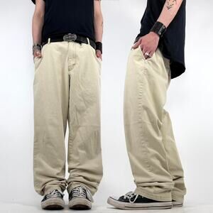 Vintage y2k baggy wide leg faded cream grunge archive skater pants